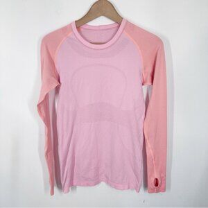 Lululemon Swiftly Tech Long Sleeve Shirt Size 8 Pink Orange Thumbholes
